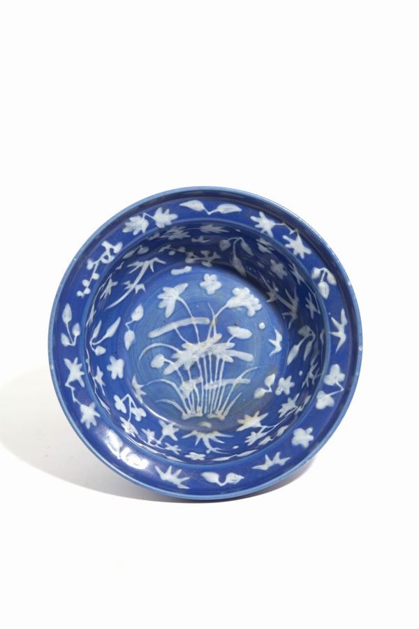 White and blue plate