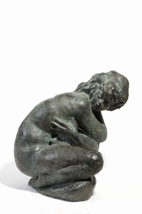 AUGUSTO MURER - Sculpture "SQUATTING LADY"