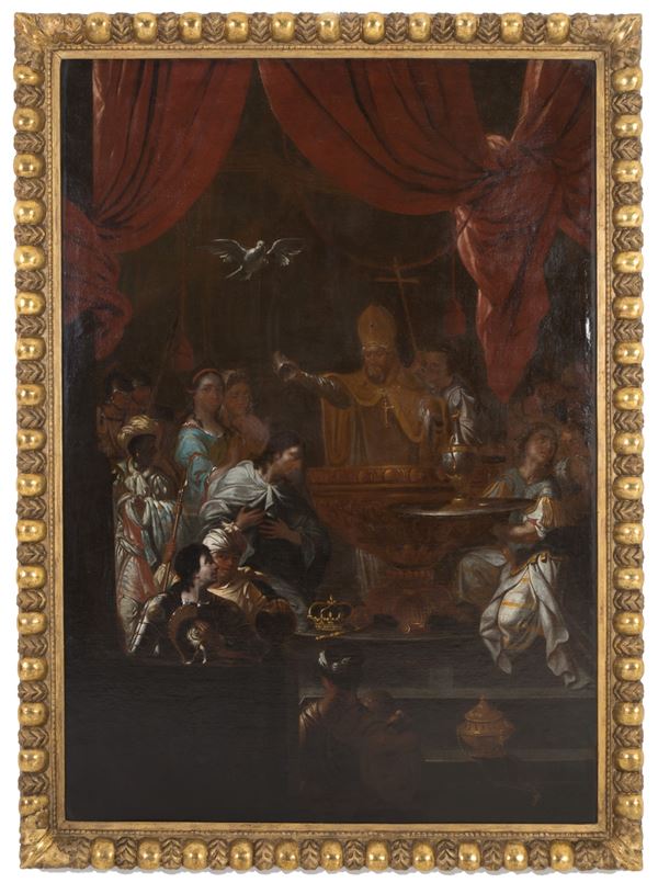 FRANCESCO SOLIMENA - Painting "BAPTISM OF KING CLODOVEO"