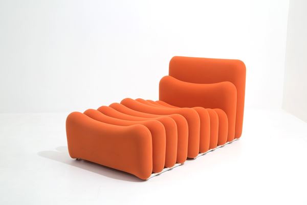 JOE COLOMBO - Additional System armchair with pouf for SORMANI