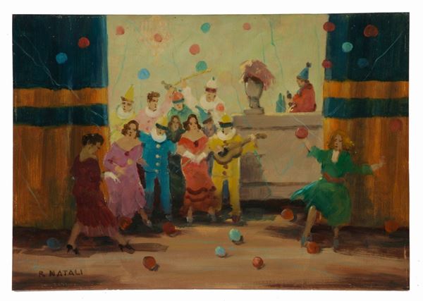 RENATO NATALI - Painting "PARTY WITH CLOWN"