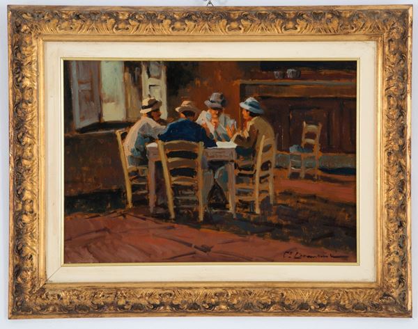 CARLO DOMENICI - Painting "CARD PLAYERS"