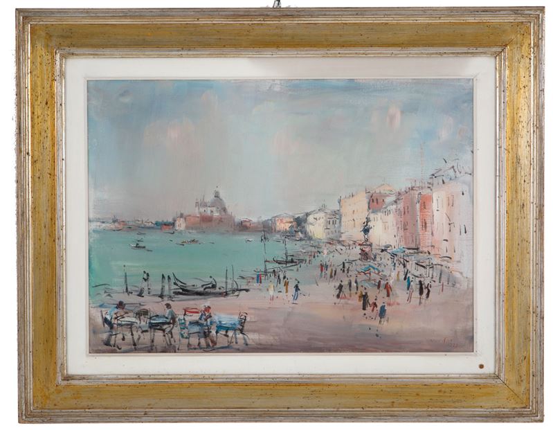Aldo Cortina - Dipinto "riva degli Schiavoni a Venezia"