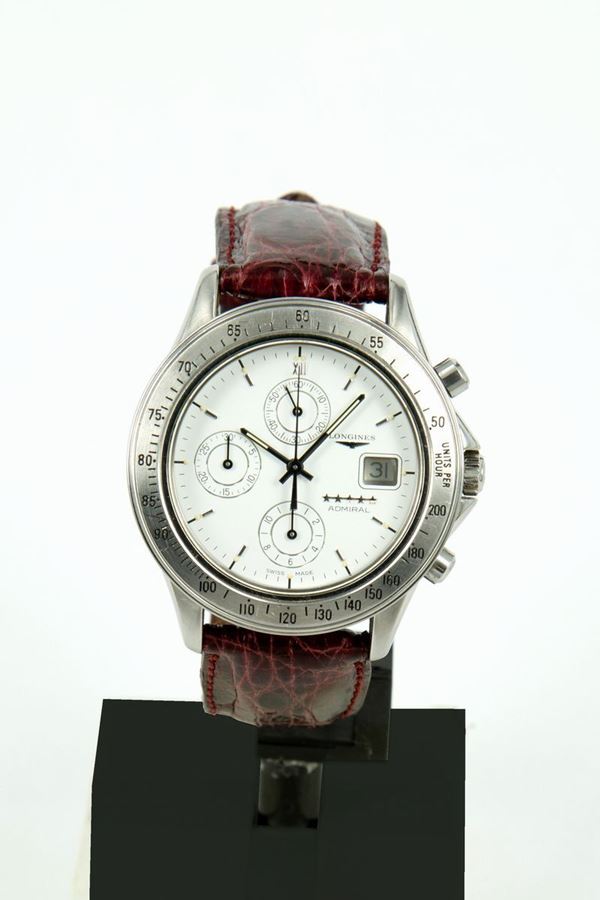 LONGINES Admiral Chrono steel and leather