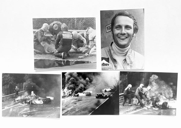 Five photographs depicting Niki Lauda 