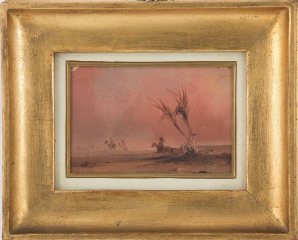 SALVATORE MAZZA - Painting "BERBERI IN THE SAHARA DESERT"