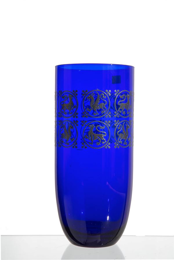 ETTORE SOTTSASS - Vaso blu cobalto