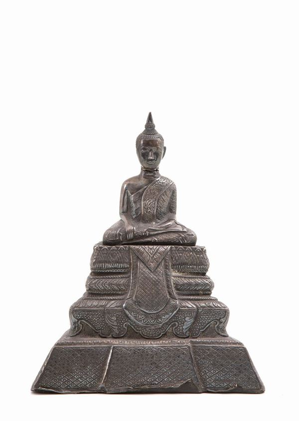 Scultura in argento laminato "BUDDHA"