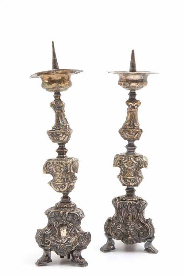 Pair of copper candlesticks