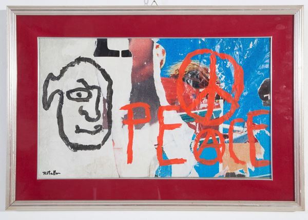 MIMMO ROTELLA - Overpaint "FOR PEACE"