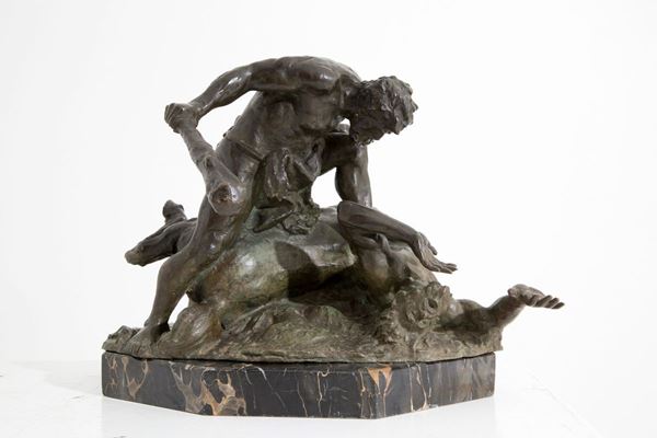 AUGUSTO RIVALTA - Sculpture "HERCULES IN FIGHT WITH THE CENTAUR NESSUS"