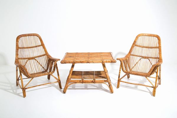 GEORGES COSLIN - Rattan living room