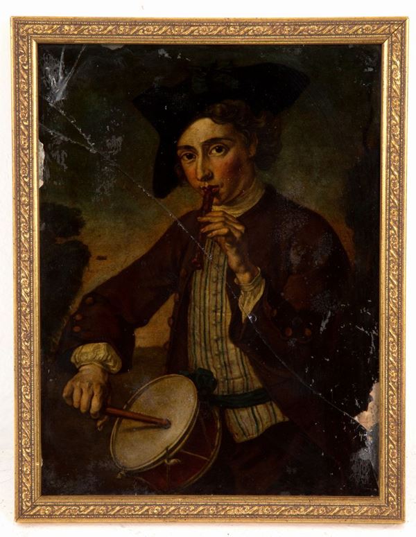 Dipinto "SUONATORE DI FLAUTO E TAMBURELLO"