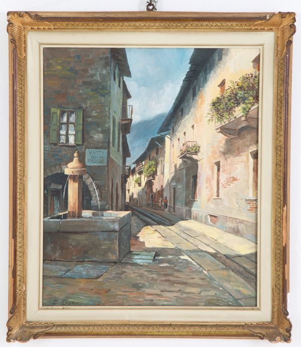 Painting "VIEW OF CITY WITH FOUNTAIN"