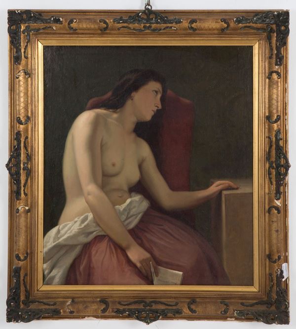 Painting "FEMALE NUDE WITH LETTER"