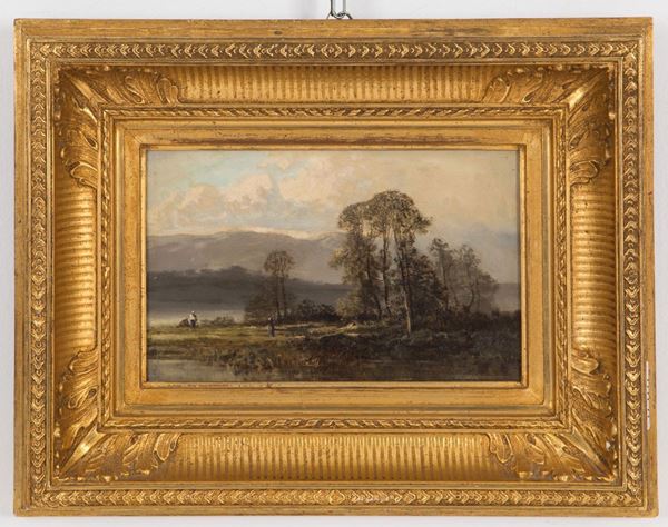 EUGENE CICERI - Painting "LANDSCAPE WITH FIGURES"