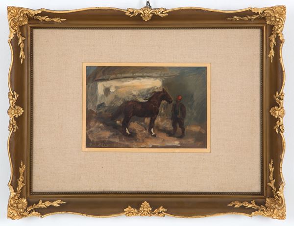 Adolf Jelinek Alex - Painting "COSACCO WITH HORSE"