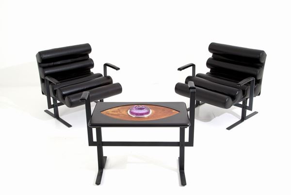 JOE COLOMBO - Two armchairs and a Roll trolley for SORMANI