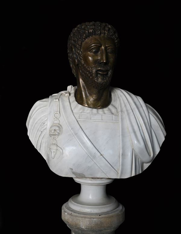 Busto in marmo e bronzo  - Asta Milano Decor n° 86 - Viscontea Casa d'Aste