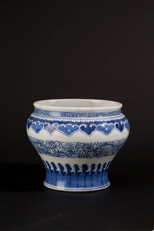 White and blue bowl