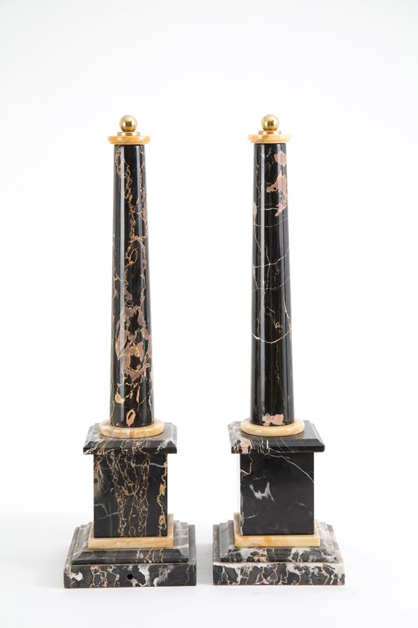 Pair of marble obelisks