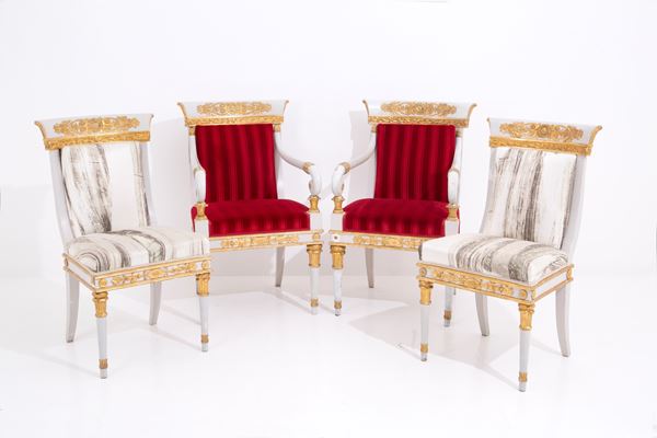 Pair of armchairs and two chairs