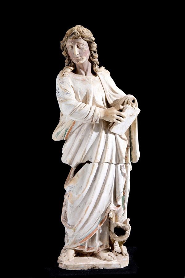 Terracotta sculpture "SAN GIOVANNI EVANGELISTA" in two pieces
