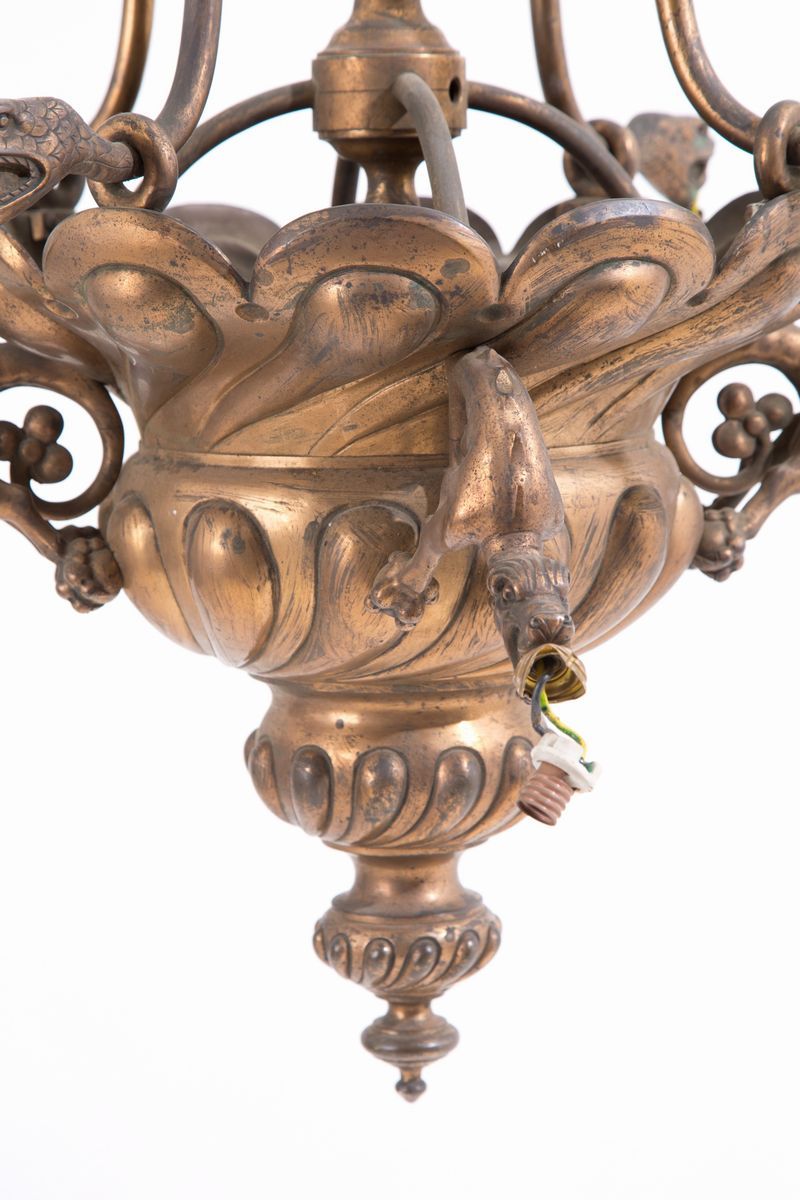 Coppia di lampadari in bronzo