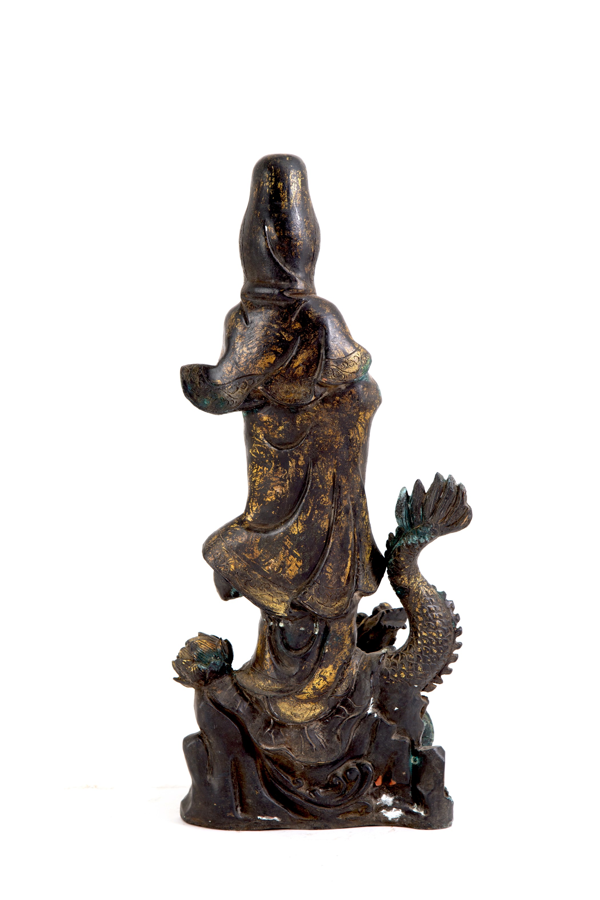 Scultura in bronzo "GUANYN SU UN DRAGO"