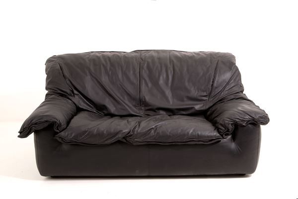 Black leather sofa