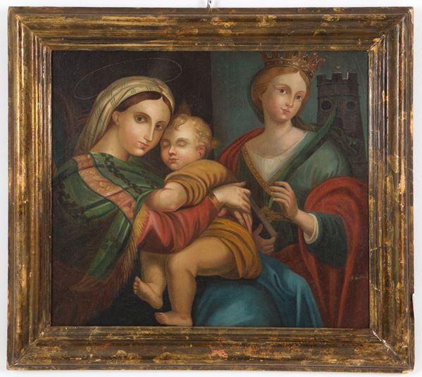 Painting "MADONNA DELLA SEGGIOLA AND SANTA BARBARA"