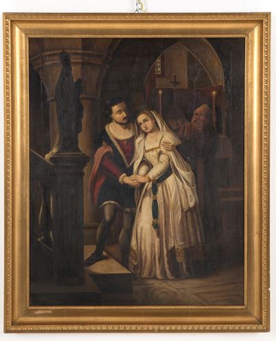 Dipinto "romeo e Giulietta con Frate Lorenzo"