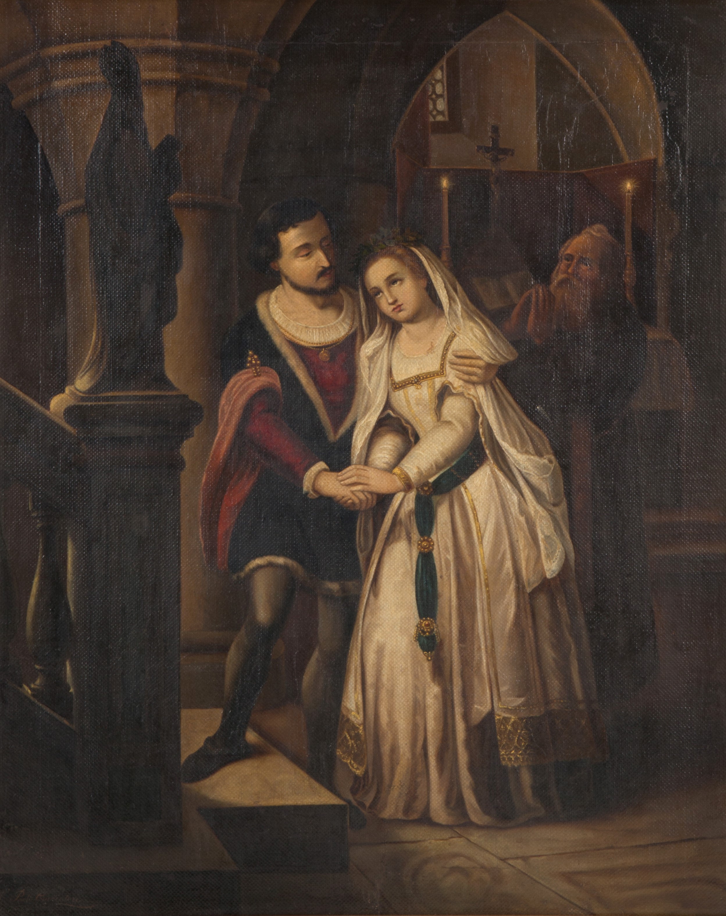 Dipinto "romeo e Giulietta con Frate Lorenzo"
