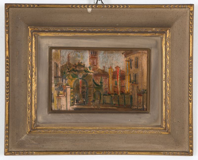 Anselmo Bucci - Dipinto "scorcio di Monza"