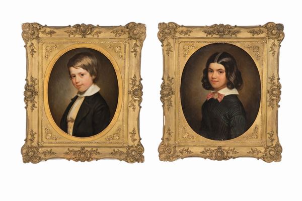 Pair of paintings "PORTRAITS OF CHILDREN"