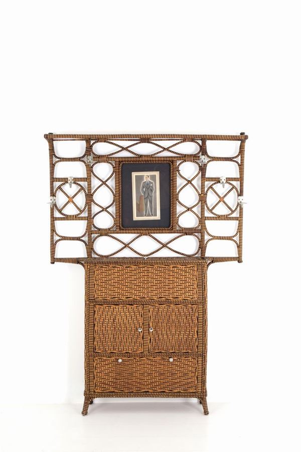 Rattan coat rack