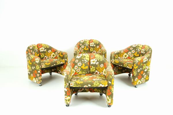 OSVALDO BORSANI,EUGENIO GERLI - Four PS142 armchairs for TECNO
