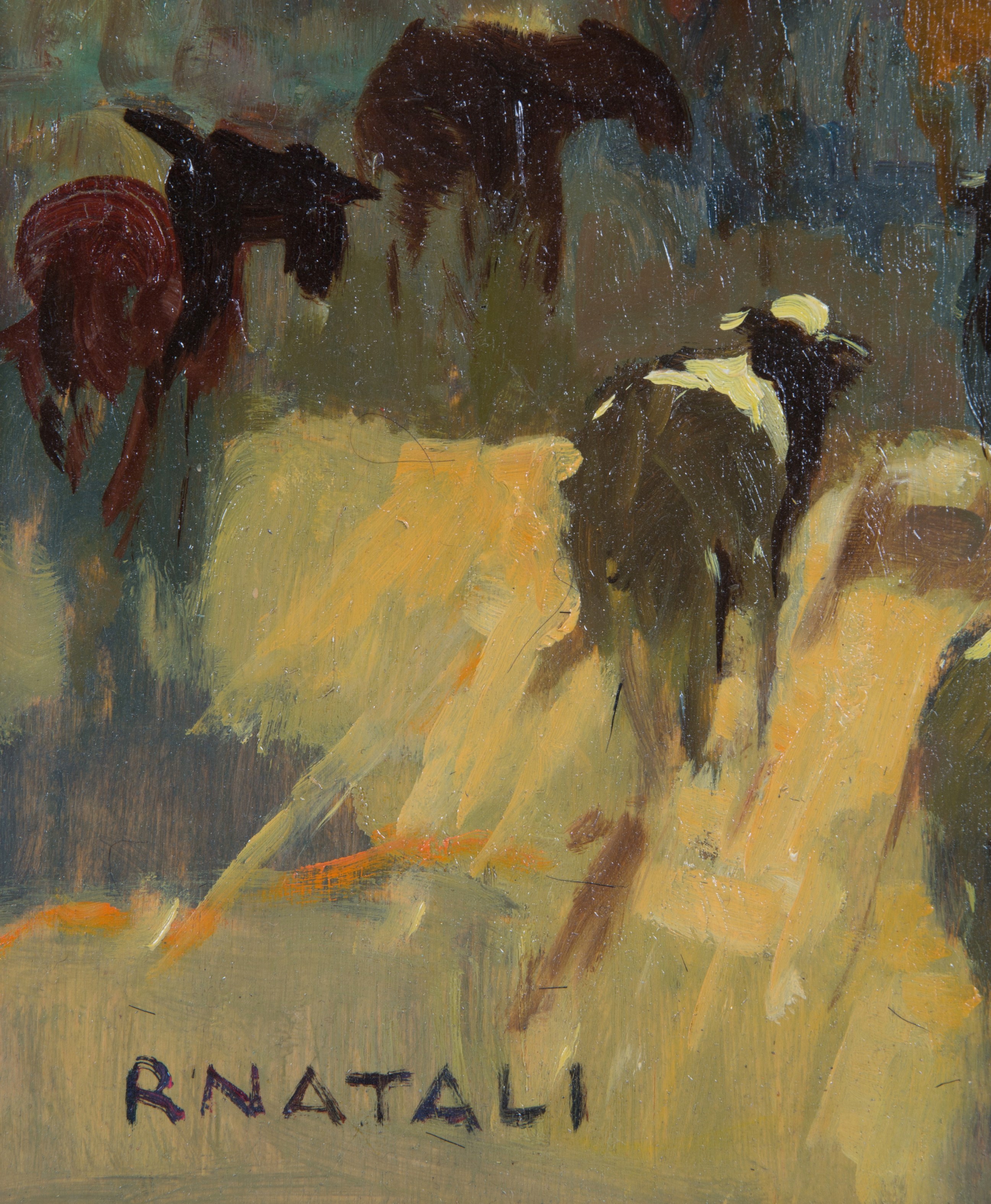 Renato Natali - Dipinto 'paesaggio con Pastorella e Pecore'