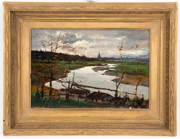 MARIO VIANI D'OVRANO - Painting "TORINO DALLA STURA"