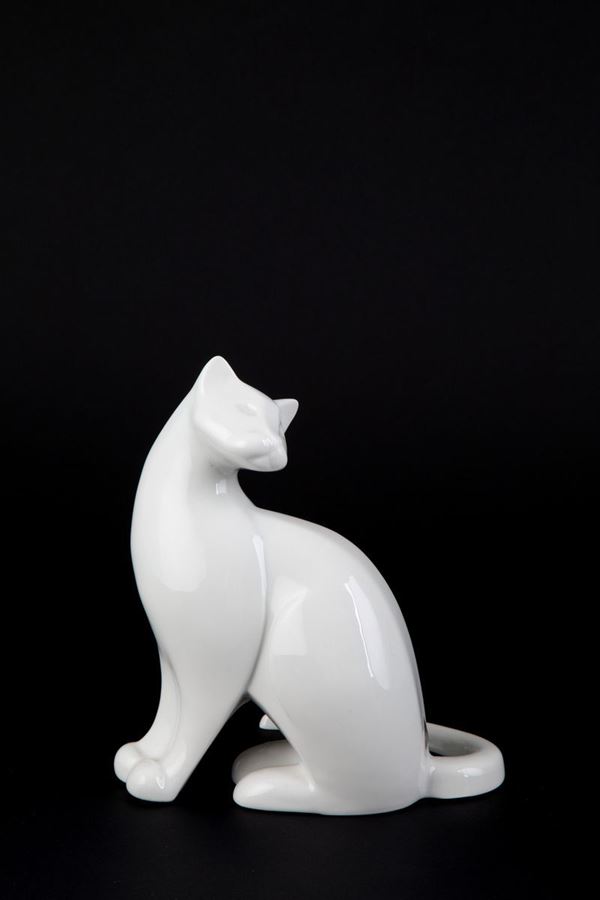 VALERIA KOSHKINA - Porcelain sculpture "CAT"