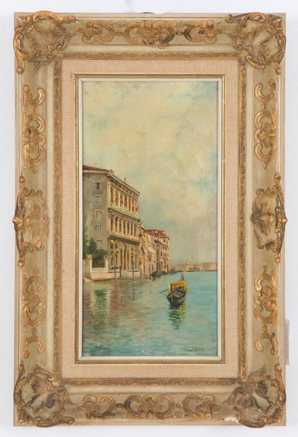 ALBERTO PROSDOCIMI - Painting "CANAL GRANDE WITH PALAZZO GRASSI"