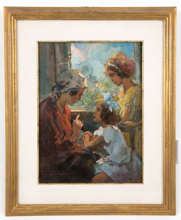 LUCA POSTIGLIONE - Painting "FAMILY SCENE"