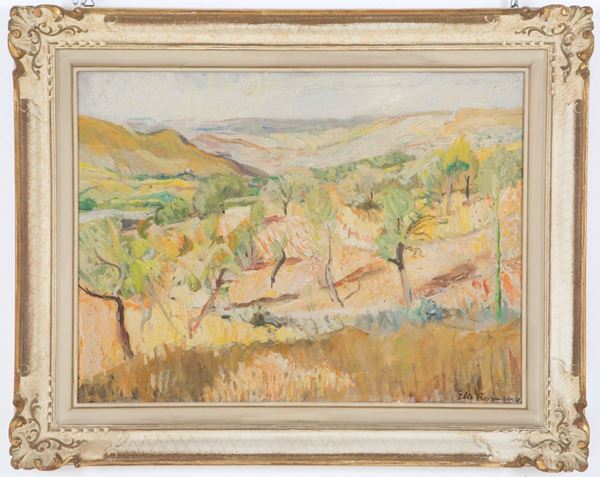 ELIO ROMANO - Painting "HILLY LANDSCAPE"