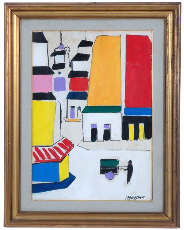 SANTE MONACHESI - Painting "PARIS SQUARE"