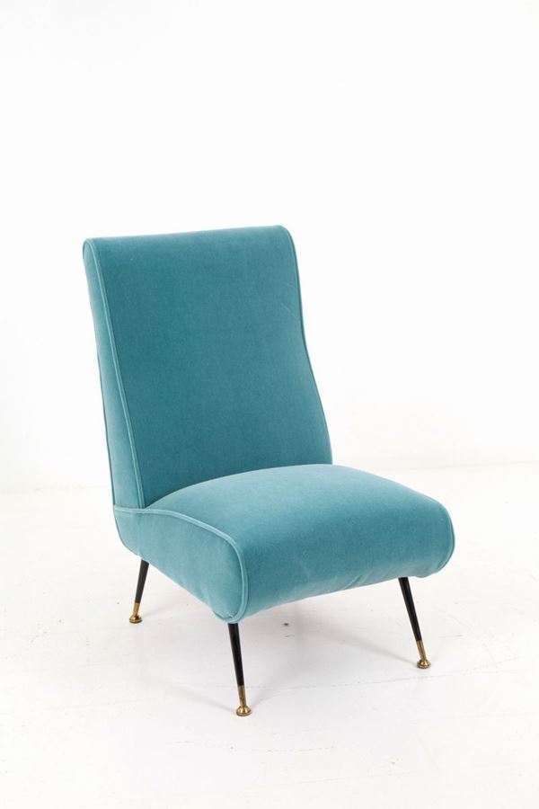 MARCO ZANUSO - Blue velvet armchair