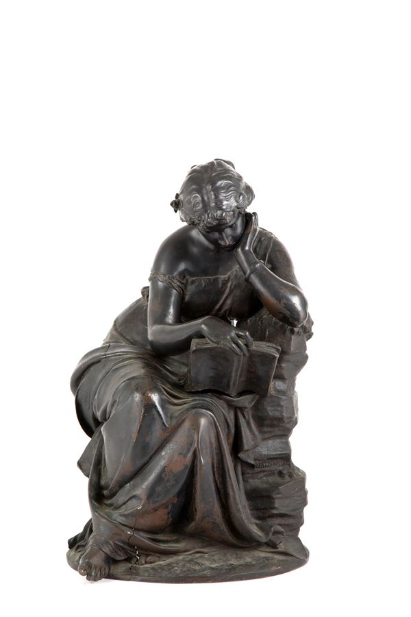 EMILE-FRANCOIS CHATROUSSE - Bronze sculpture "WOMAN READING"