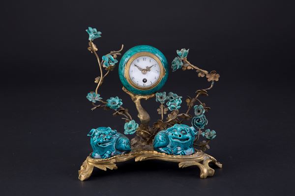 Bronze and porcelain clock