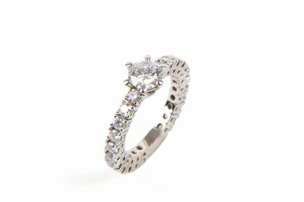White gold ring with diamonds