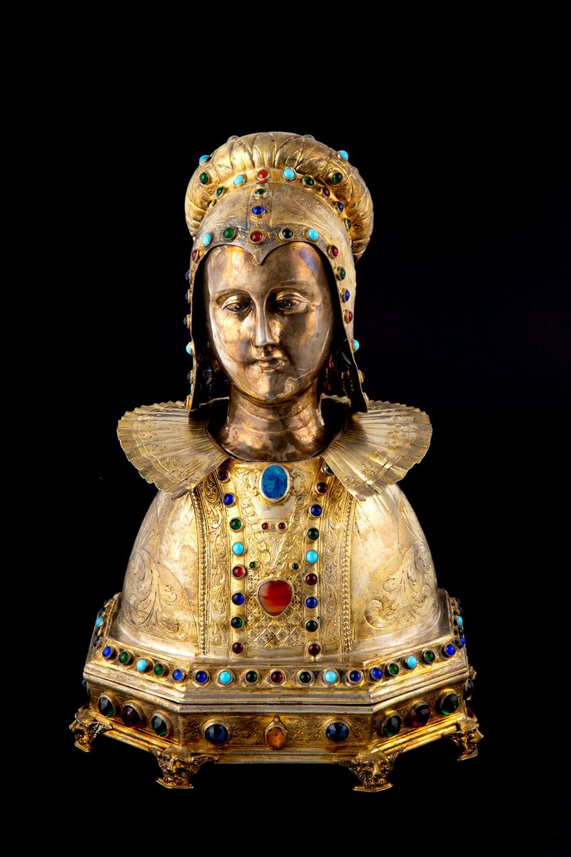 Scultura portareliquie in argento