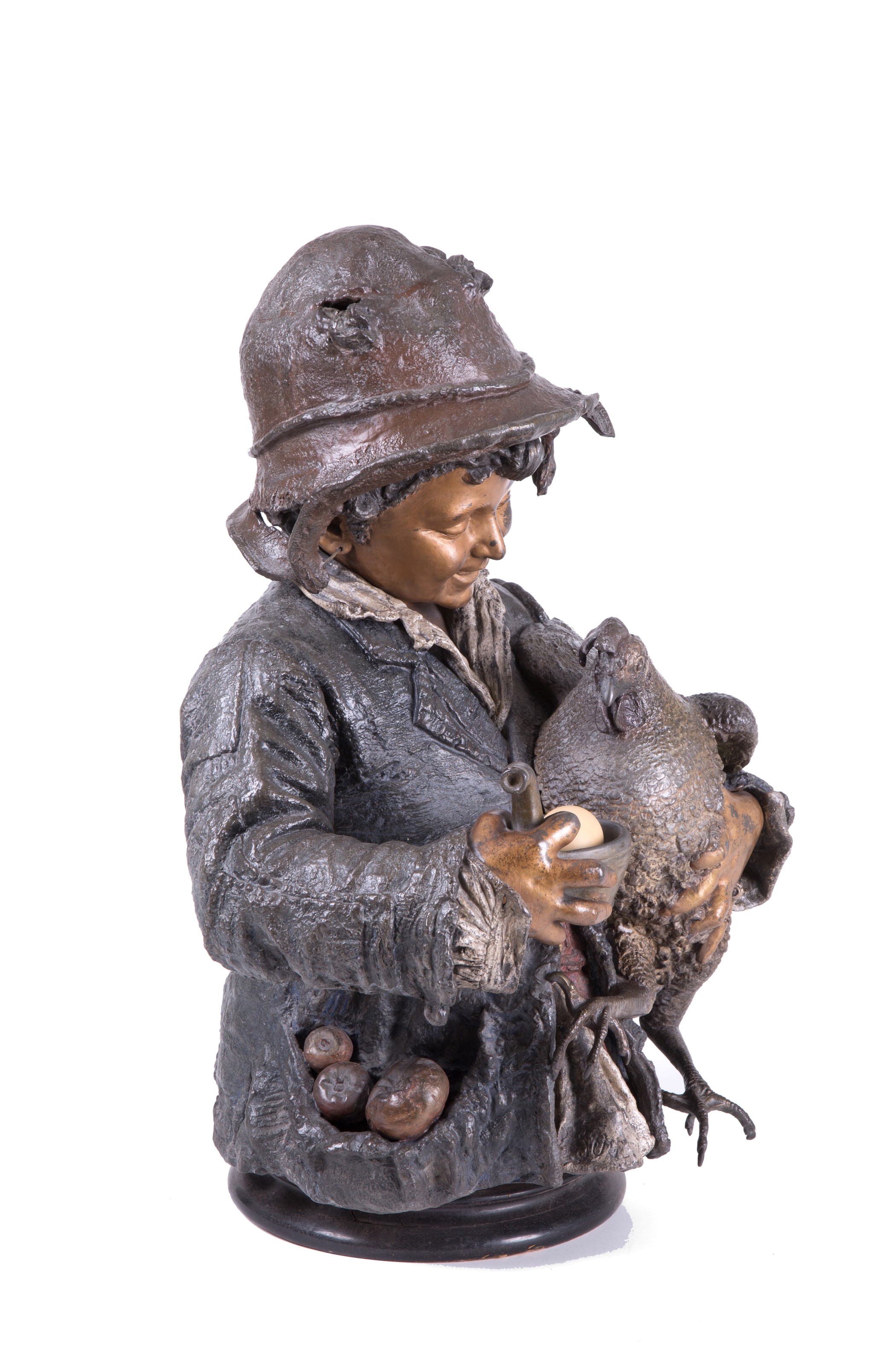 Scultura "CONTADINO CON GALLINA"